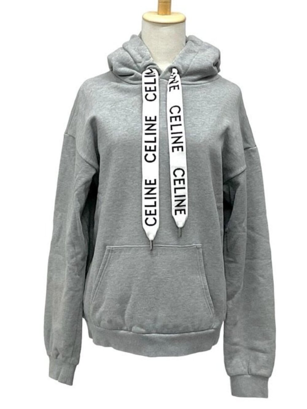 Celine Top Cotton Gray Logo Loose Hoodie